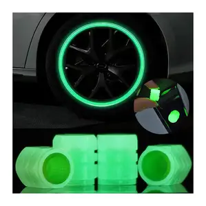 Universele 4 Stuks Groen Noctilucent Light Auto Tire Ventieldopjes Glow Nachts Compatibel Met Vrachtwagen, Suv, motorfietsen, B