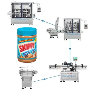 Ligne automatique de machine de remplissage de machine d'embouteillage de mayonnaise de beurre d'arachide de pot de bouteille en plastique en verre à grande vitesse