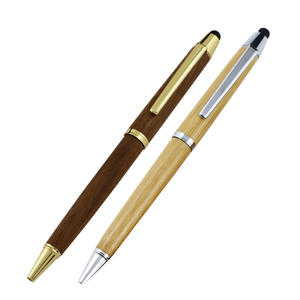 Stylo en bambou recyclé écologique 2 en 1 avec logo personnalisé et stylet pour écran tactile - Product Image 2