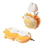 Oreiller de voyage portable en coton PP écologique en forme de U, série fruits, motif drague de dragon, masque pour les yeux amusant, personnalisé, vente en gros
