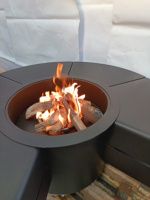 Cheminée à gaz pour l'extérieur, noir mat, télécommande, allumage circulaire, barbecue de table