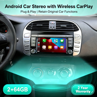 Autoradio sans fil CarPlay Android Auto Fiat Bravo 198 2007-2016 Écran tactile HD Octa-Core Plug & Play MP5 Intégré 2DIN Multimédia