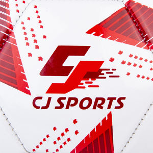 Balón de fútbol CJ Sports de tamaño oficial 5, duradero, de cuero PVC y PU, cosido a máquina, logotipo personalizable rojo, ligero, multiusos - Product Image 3
