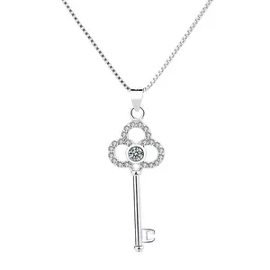 S925 Women's Sterling Silver Key Pendant Diamond Necklace Factory Wholesale Fashion Jewelry