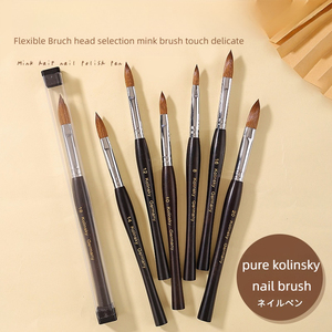 Pinceau à ongles en acrylique Kolinsky avec manche en bois personnalisé, pinceau professionnel pour extension de poudre acrylique, pinceau à ongles pour manucure en salon - Product Image 3