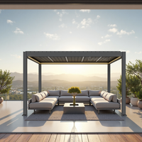 Auvent de terrasse bioclimatique minimaliste en aluminium pour espace de vie moderne dans la cour Pergola