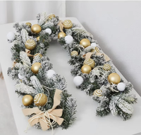Guirlande de Noël scintillante motif flocon de neige, style européen, en PVC, décorations nœuds et boules pour vitrines de centres commerciaux et escaliers
