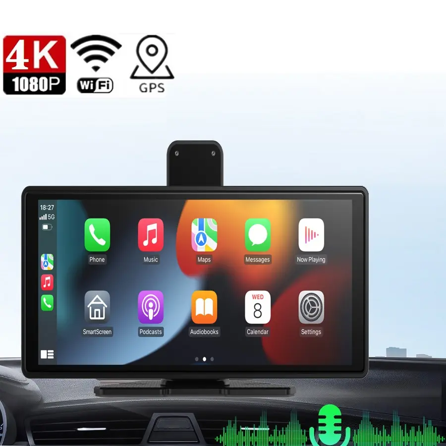 Автомобильный видеорегистратор 4K 10,26 дюймов Зеркало Carplay & Android авто беспроводной Miracast двойной объектив 1080P видеомагнитофон WiFi подключение GPS навигация