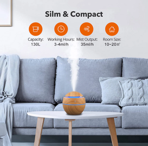 Minihumidificador de aire ultrasónico USB, difusor de Aroma de grano de madera, luz LED nocturna, difusor eléctrico de aceites esenciales, aromaterapia para el hogar - Product Image 6