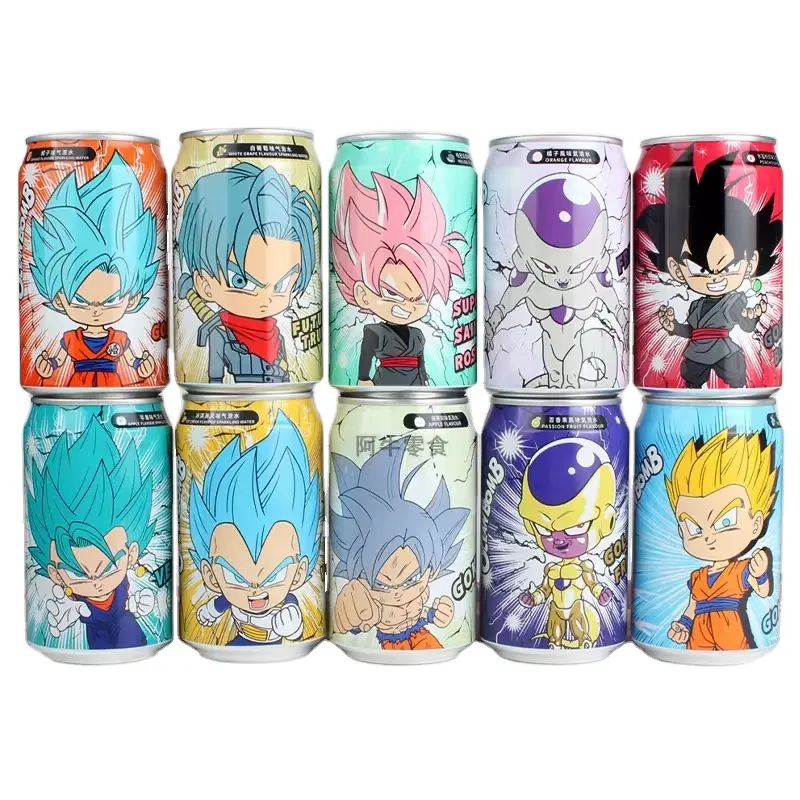 Dragon Balls Cartoon Drinks Beverage Canned 330ml Fruity Sparkling Water Animation Figures