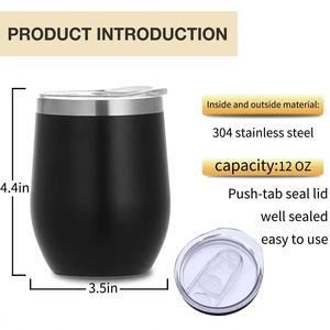 12 oz Double Wall Stainless Steel <b>Flask</b> Insulated Wine Tumbler Eco-Friendly Lid for Party Use - Product Image 4