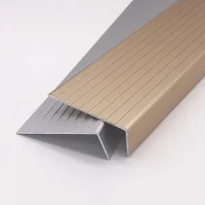 Treppenrand-Schnittschnitt Metallstufenschnitt, Schrittrand für Treppen im AußenbereichBodenrand-Schnitt Laminat-Bodenlagerung Lücke Silberne Streifen
