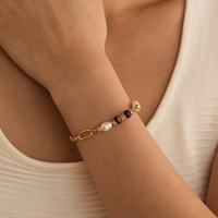 Nouvelle collection de bracelets élégants en pierres naturelles et perles, faits à la main, avec chaîne épaisse, pour femmes, bijoux pour les vacances d'été