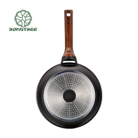 Poêle à frire antiadhésive en aluminium moulé de 24cm Design en bois Soft Touch Die-Cast Process Induction Cooker