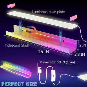 رفوف حائط مضغوطة من الأكريليك متوهجة مع أضواء ليد سجلات فينيل منظم لطلاء الأظافر - Product Image 4