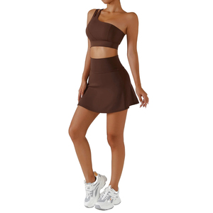 Logo personalizzato vestiti da Tennis palestra <span class=keywords><strong>abbigliamento</strong></span> <span class=keywords><strong>sportivo</strong></span> sottile donna gilet <span class=keywords><strong>elegante</strong></span> Yoga gonna da Golf per donne Set gonna da Tennis - Product Image 4