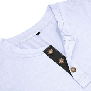 <b>Men</b> Contrasting Color Collage <b>Short</b> <b>Sleeve</b> Separated Collared <b>White</b> T-<b>Shirt</b> with Pocket - Product Image 5