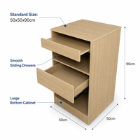 Armoire de chevet en bois à tiroir coulissant, finition chêne clair, avec grand compartiment inférieur ouvert, unité de rangement