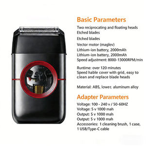 Potente Afeitadora <span class=keywords><strong>El</strong></span>éctrica de Doble Cabezal Flotante con 13000 RPM de Alta Velocidad, Batería Grande de 2000 mAh, Tipo C, Herramienta Impermeable para <span class=keywords><strong>el</strong></span> Cuidado de la <span class=keywords><strong>Barba</strong></span> - Product Image 3