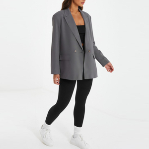 OEM Custom <strong>Grey</strong> Oversized Tailored <strong>Blazer</strong> for <strong>Women</strong> - Product Image 3