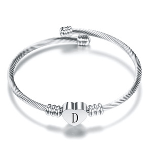 Wholesale Women's Stainless Steel Material Cuff Bangle <b>Bracelet</b> Gold Silver Rose Gold Color Waterproof Custom Design <b>Initial</b> - Product Image 4