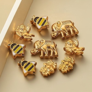 Animal Skull <b>Buddha</b> Spacer Beads 18K Gold PVD Stainless Steel | Large Hole Charm for DIY Bracelet <b>Necklace</b> Jewelry Making - Product Image 2