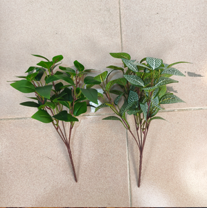 Plante verte artificielle à <span class=keywords><strong>tige</strong></span> unique, feuille <span class=keywords><strong>de</strong></span> <span class=keywords><strong>laurier</strong></span> à 5 branches avec veines en maille, décoration paysagère - Product Image 6
