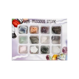 Conjunto de Pedras de Energia Cura 12pcs Amor Pedras preciosas Feng Shui 5 Caixas 95g Arte irregular