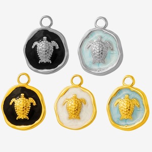 Pendentif tortue en acier inoxydable 304 plaqué or 18 carats avec finition goutte d'huile pour collier et bracelet DIY - Product Image 2