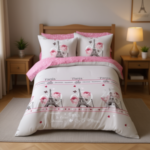 Parure de lit Juliette Paris grise 6 pièces, taille simple, imprimé floral, style princesse, pour usage domestique - Product Image 2