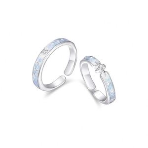 Anillos De Pareja Silver Plated Luminous Moon Zircon Star <b>Couple</b> <b>Rings</b> Glow in Dark Luminous Band Adjustable Open <b>Ring</b> Jewelry - Product Image 2