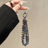 Chaîne de poignet en alliage avec perles de cristal et strass, breloque de sac, cordon avec languette de fixation