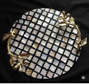 Bandejas de servicio de nácar de lujo hechas a mano con intrincado diseño de incrustaciones para un hogar elegante entretenido a precio mayorista - Product Image 1