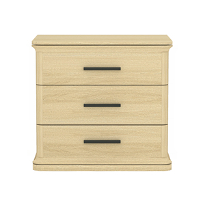 Nightstand In Natural Oak Wood With Three <b>Drawers</b> <b>For</b> Bedroom <b>Storage</b> - Product Image 1