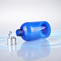 Service OEM, flacon en plastique bleu de 8 oz, flacon de gel douche, flacon de lotion pour soins de la peau, flacon de toner liquide, emballage avec bouchon à rabat