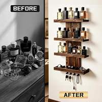 Organisateur de parfums mural en bois à quatre niveaux, étagère de présentation pour parfums, montres, bijoux et rangement domestique