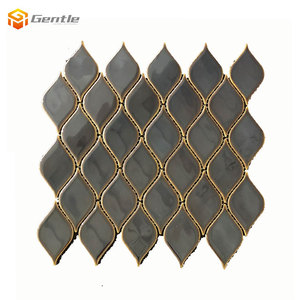 Phòng Tắm Sang Trọng Gốm Ốp Tường Khảm Màu Xanh Tráng Men Gốm Hình Dạng Lá Gạch Mosaic Cho Phòng Tắm - Product Image 2