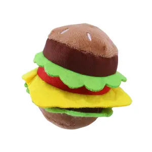 Juguete masticable para cachorros, juguete de comida para mascotas, hamburguesa, relleno para perros