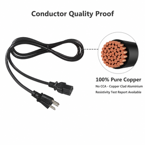 สายไฟ IEC C13 มาตรฐาน NEMA 5-15P ของสหรัฐอเมริกา สาย AC ขนาด 18AWG 10A 125V ปลั๊กแบบขึ้นรูป สำหรับคอมพิวเตอร์ตั้งโต๊ะ พีซี แหล่งจ่ายไฟ - Product Image 5