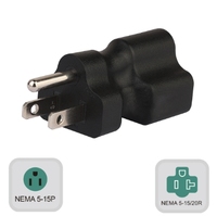 Adaptateur d'alimentation US Standard NEMA 5-15P vers 5-20R, 15A Mâle 20A Femelle, Connecteur à Lame en T, Certifié CE ROHS pour Usage Industriel et de Bureau