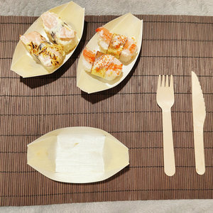 प्राकृतिक डिस्पोजेबल रेस्तरां लकड़ी की सुशी नाव सर्विंग प्लेट डिस्पोजेबल सुशी नाव - Product Image 6