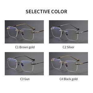 80956リムレス日本ブランド長方形チタン眼鏡フレームハイエンドピュアフレームレス光学眼鏡 - Product Image 5