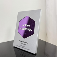Plaque de récompense moderne en forme d'hexagone, trophée géométrique unique en bois et aluminium pour les événements d'anniversaire d'entreprise