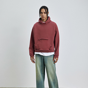 Sudadera con Capucha Extra Grande de Alta Calidad para Hombre, Estilo Urbano, 100% Algodón, Color Sólido, Estampado Serigrafiado, Otoño - Product Image 2