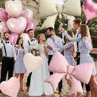Ensemble de ballons en aluminium mats en forme de nœud papillon, ballons cœur rétro, ballons à l'hélium pour révélation du sexe, Saint-Valentin, fournitures de fête de mariage