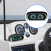 Pengukur tekanan oli mobil, alat ukur tekanan oli truk 2-in-1 LCD Universal 12v24v + pengukur suhu air Set 34mm adaptor biru indikator tekanan oli