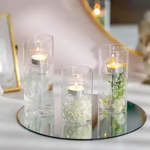 Wholesale Lovely Cute Small Glass Candle Holder Double Wall Tealight Cup With Inside Stem For Table Centerpiece Christmas