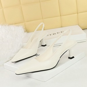 Sandales tendance couleur unie à talon bas pour femme, sexy, style slingback, été 2024 - Product Image 4