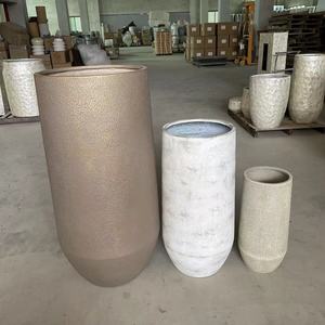 Grande jardinière intérieure et extérieure en fibre de verre, grands pots de fleurs de jardin, pots de plantes artificielles - Product Image 5