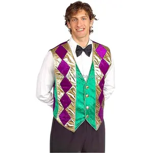 Factory Sale Men Adult Mardi Gras Vest Costume For Carnival Party